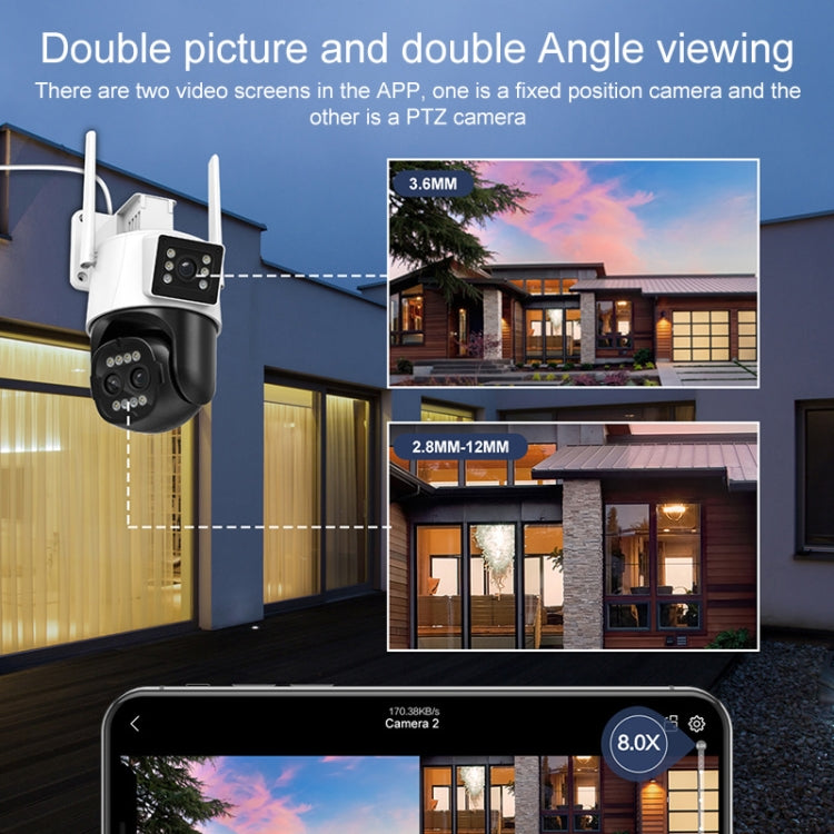 QX103 Humanoid Recognition AI Alarm WiFi Dome Dual IP Camera(AU Plug) by bashfashion