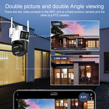 QX103 Humanoid Recognition AI Alarm WiFi Dome Dual IP Camera(UK Plug) by bashfashion