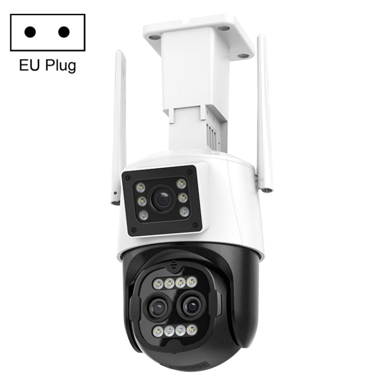QX103 Humanoid Recognition AI Alarm WiFi Dome Triple IP Camera(EU Plug) by bashfashion