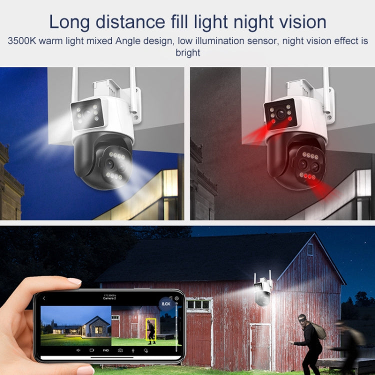 QX103 Humanoid Recognition AI Alarm WiFi Dome Triple IP Camera(EU Plug) by bashfashion