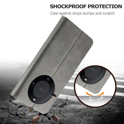 For Huawei Mate 60 LC.IMEEKE Calf Texture Leather Phone Case(Grey) by LC.IMEEKE