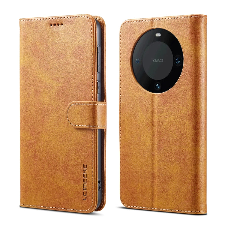For Huawei Mate 60 LC.IMEEKE Calf Texture Leather Phone Case(Brown) by LC.IMEEKE