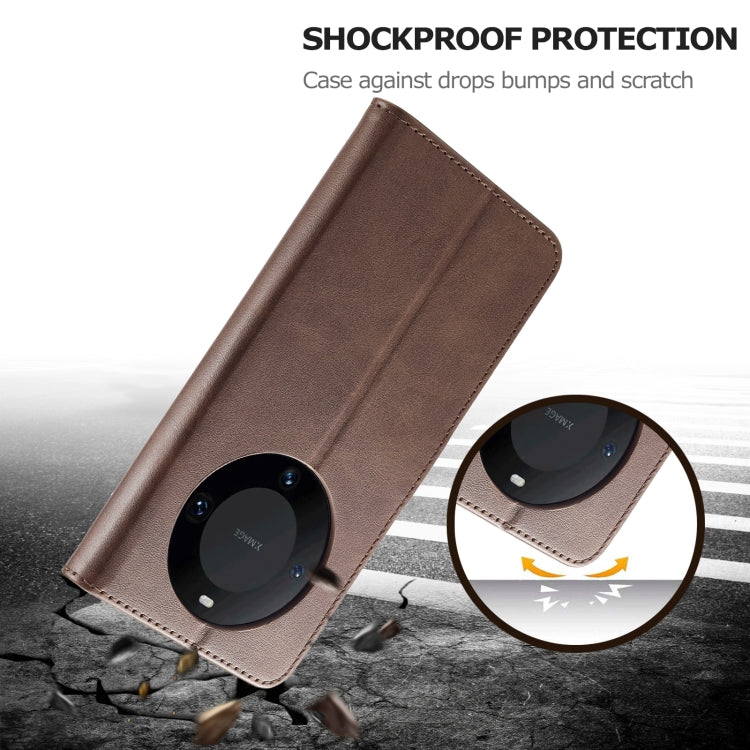 For Huawei Mate 60 Pro / 60 Pro+ LC.IMEEKE Calf Texture Leather Phone Case(Coffee) by LC.IMEEKE