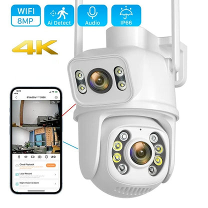 QX95 6MP WiFi Dual Camera Supports Two-way Voice Intercom & AI Recognition(EU Plug) by bashfashion
