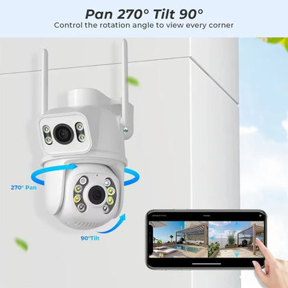 QX95 6MP WiFi Dual Camera Supports Two-way Voice Intercom & AI Recognition(UK Plug) by bashfashion