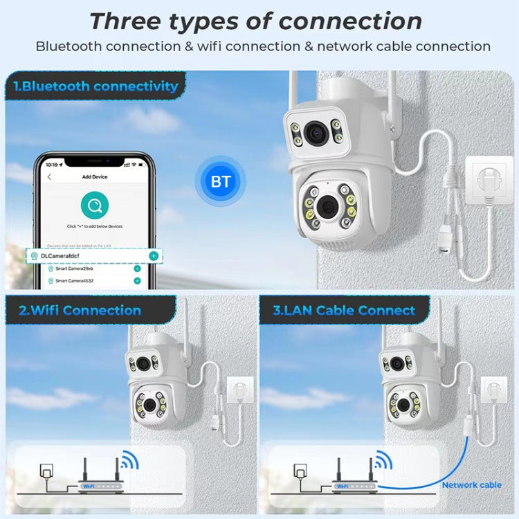 QX95 6MP WiFi Dual Camera Supports Two-way Voice Intercom & AI Recognition(UK Plug) by bashfashion
