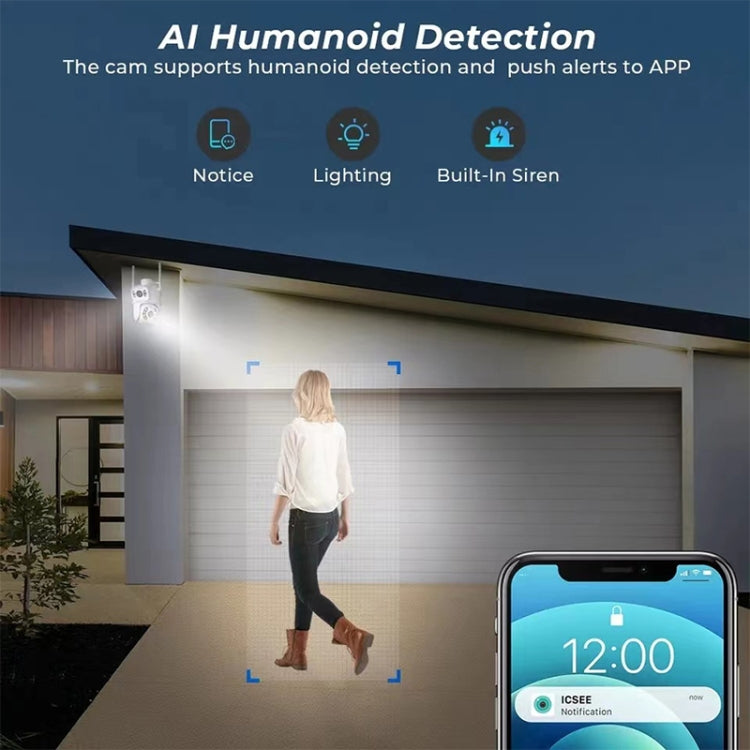 QX95 6MP WiFi Dual Camera Supports Two-way Voice Intercom & AI Recognition(UK Plug) by bashfashion