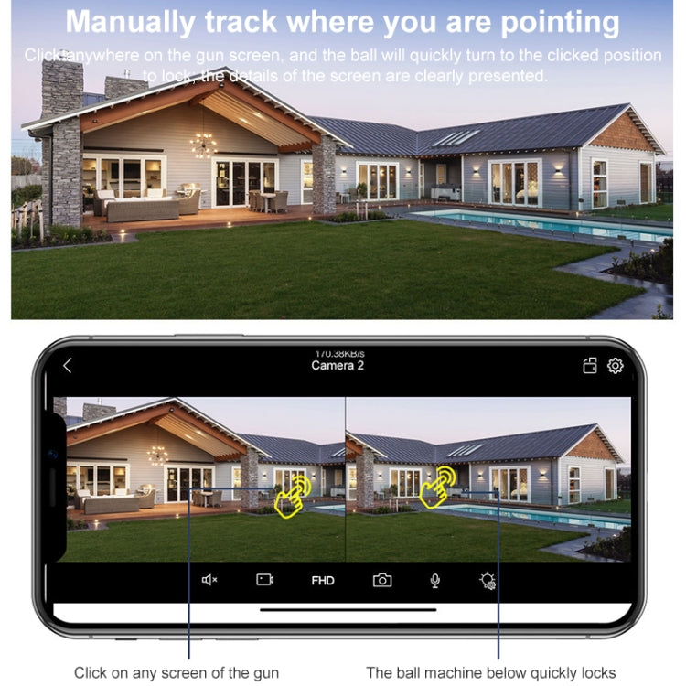 QX102 3MP WiFi Triple Camera Supports Two-way Voice Intercom & Infrared Night Vision(US Plug) by bashfashion