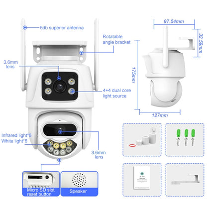 QX102 3MP WiFi Triple Camera Supports Two-way Voice Intercom & Infrared Night Vision(UK Plug) by bashfashion