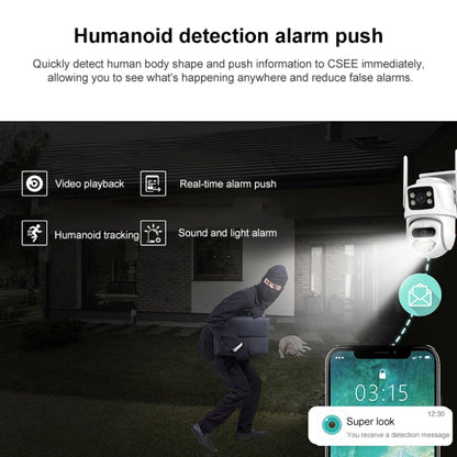 QX102 3MP WiFi Triple Camera Supports Two-way Voice Intercom & Infrared Night Vision(AU Plug) by bashfashion
