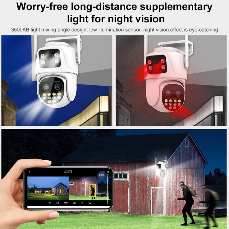 QX104 3MP WiFi Triple Camera Supports Human Face Recognition & AI Alarm(EU Plug) by bashfashion