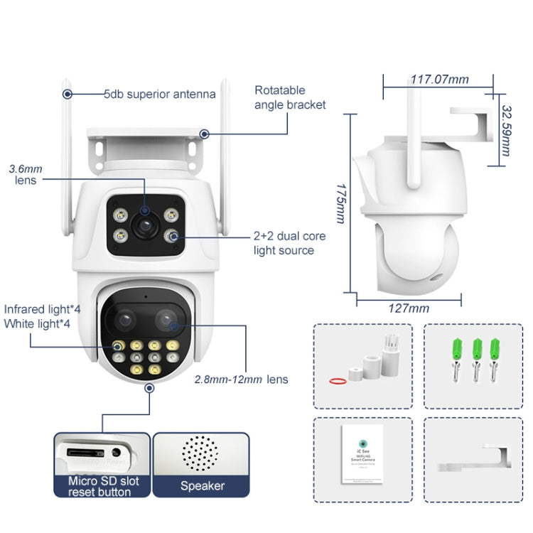 QX104 3MP WiFi Triple Camera Supports Human Face Recognition & AI Alarm(EU Plug) by bashfashion