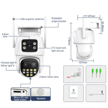 QX104 3MP WiFi Triple Camera Supports Human Face Recognition & AI Alarm(EU Plug) by bashfashion