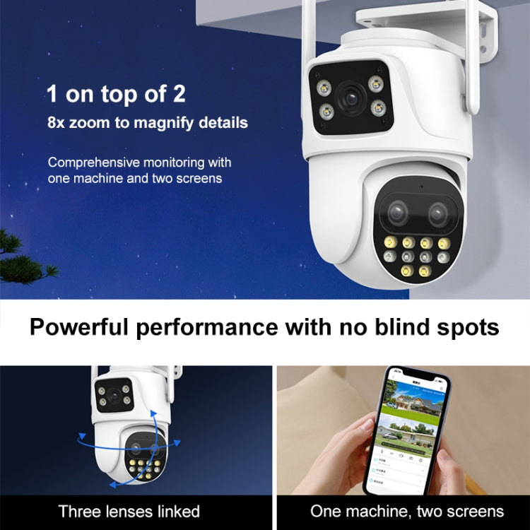 QX104 3MP WiFi Triple Camera Supports Human Face Recognition & AI Alarm(EU Plug) by bashfashion