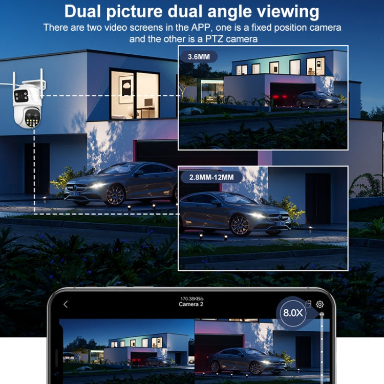 QX104 3MP WiFi Triple Camera Supports Human Face Recognition & AI Alarm(EU Plug) by bashfashion