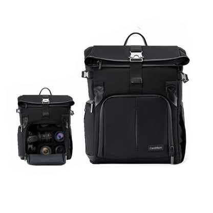 Cwatcun D95 Large Capacity Photography Backpack Shoulders Laptop Camera Bag, Size:27 x 37 x 16cm(Dark Black) by Cwatcun