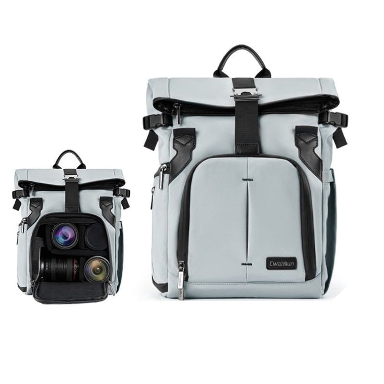 Cwatcun D95 Large Capacity Photography Backpack Shoulders Laptop Camera Bag, Size:27 x 37 x 16cm(Silver Grey) by Cwatcun