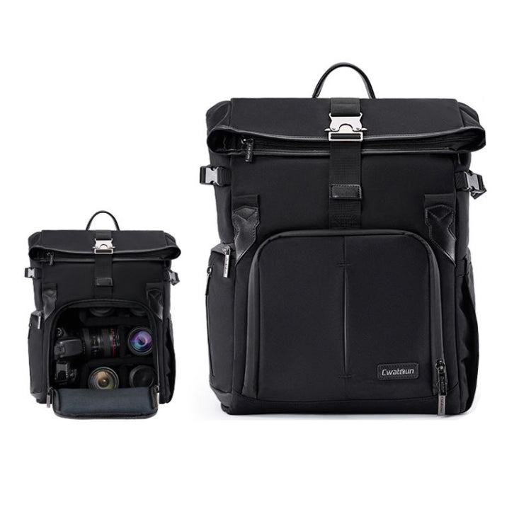 Cwatcun D95 Large Capacity Photography Backpack Shoulders Laptop Camera Bag, Size:30.5 x 18 x 38cm(Dark Black) by Cwatcun