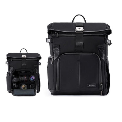Cwatcun D95 Large Capacity Photography Backpack Shoulders Laptop Camera Bag, Size:30.5 x 18 x 38cm(Dark Black) by Cwatcun