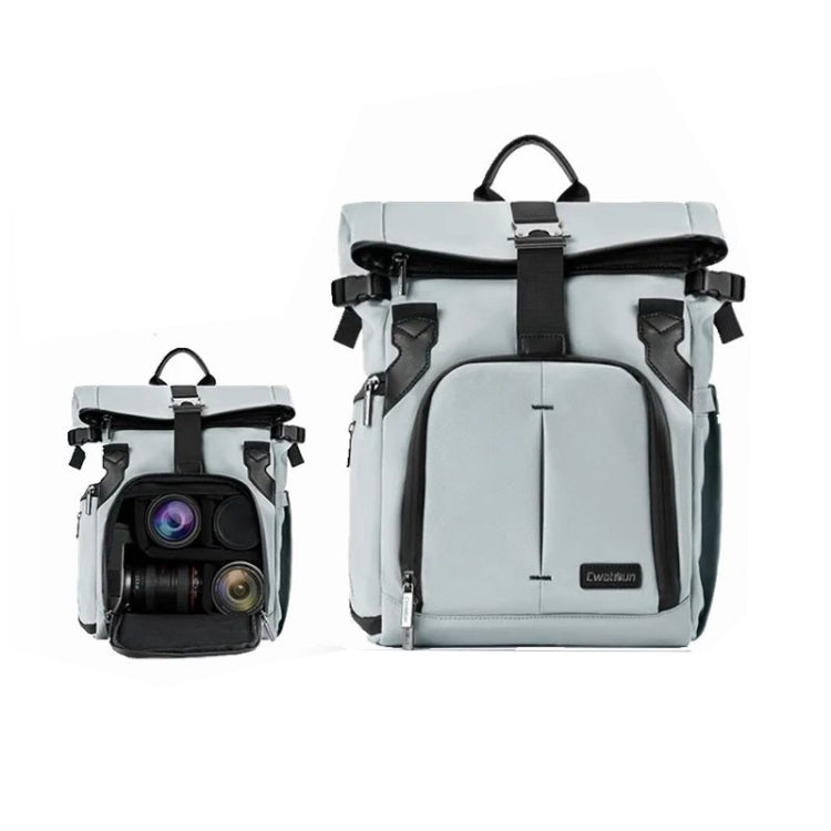 Cwatcun D95 Large Capacity Photography Backpack Shoulders Laptop Camera Bag, Size:30.5 x 18 x 38cm(Silver Grey) by Cwatcun