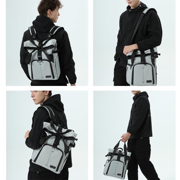 Cwatcun D95 Large Capacity Photography Backpack Shoulders Laptop Camera Bag, Size:27 x 37 x 16cm(Dark Black) by Cwatcun