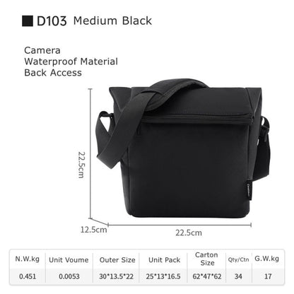 Cwatcun D103 Crossbody Camera Bag Photography Lens Shoulder Bag, Size:22.5 x 22.5 x 12.5cm(Black) by Cwatcun