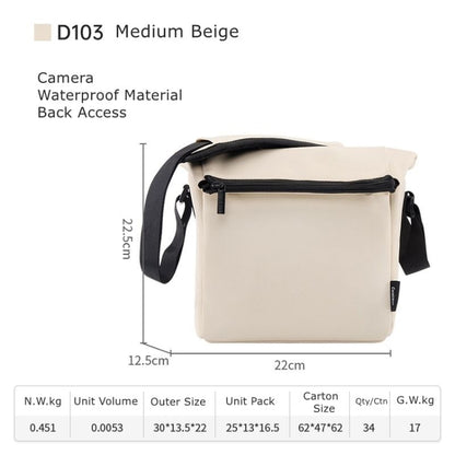 Cwatcun D103 Crossbody Camera Bag Photography Lens Shoulder Bag, Size:22.5 x 22.5 x 12.5cm(Beige) by Cwatcun