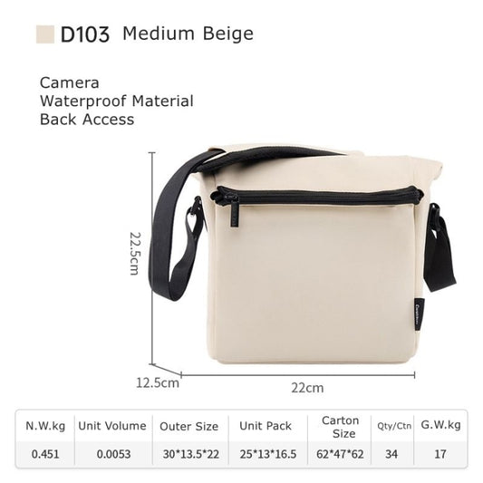 Cwatcun D103 Crossbody Camera Bag Photography Lens Shoulder Bag, Size:22.5 x 22.5 x 12.5cm(Beige) by Cwatcun