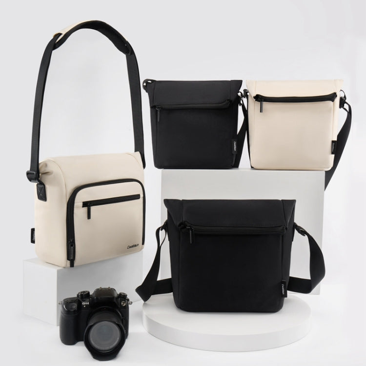 Cwatcun D103 Crossbody Camera Bag Photography Lens Shoulder Bag, Size:22.5 x 22.5 x 12.5cm(Beige) by Cwatcun