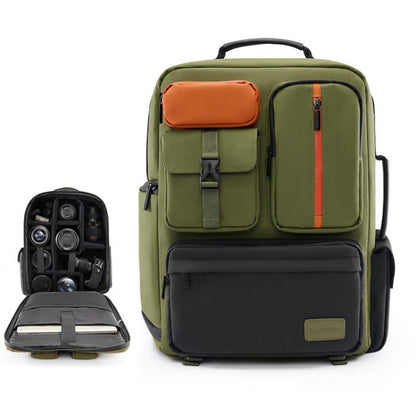 Cwatcun D117 Large Capacity Photography Backpack Shoulders Laptop Camera Bag, Size:42 x 31 x 13cm(Army Green) by Cwatcun