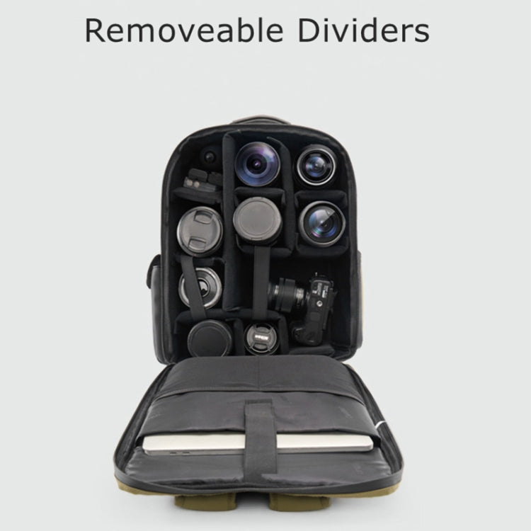 Cwatcun D117 Large Capacity Photography Backpack Shoulders Laptop Camera Bag, Size:43.3 x 33 x 13cm(Army Green) by Cwatcun