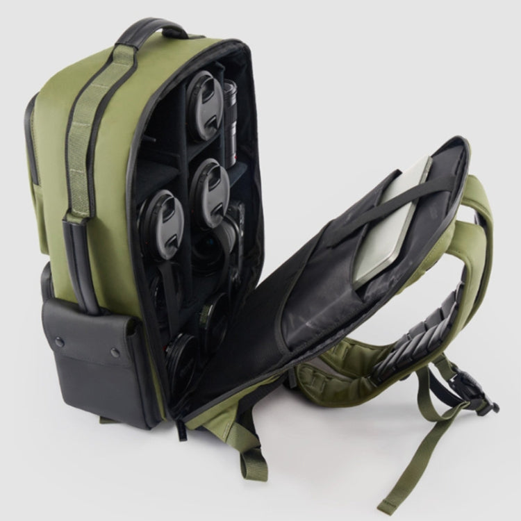 Cwatcun D117 Large Capacity Photography Backpack Shoulders Laptop Camera Bag, Size:43.3 x 33 x 13cm(Army Green) by Cwatcun