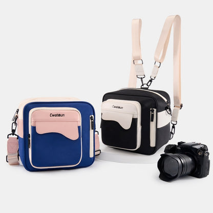 Cwatcun D118 Contrast Two Ways Backpack Cross-body Canera Bag, Size:21 x 21 x 14.5cm(Blue) by Cwatcun