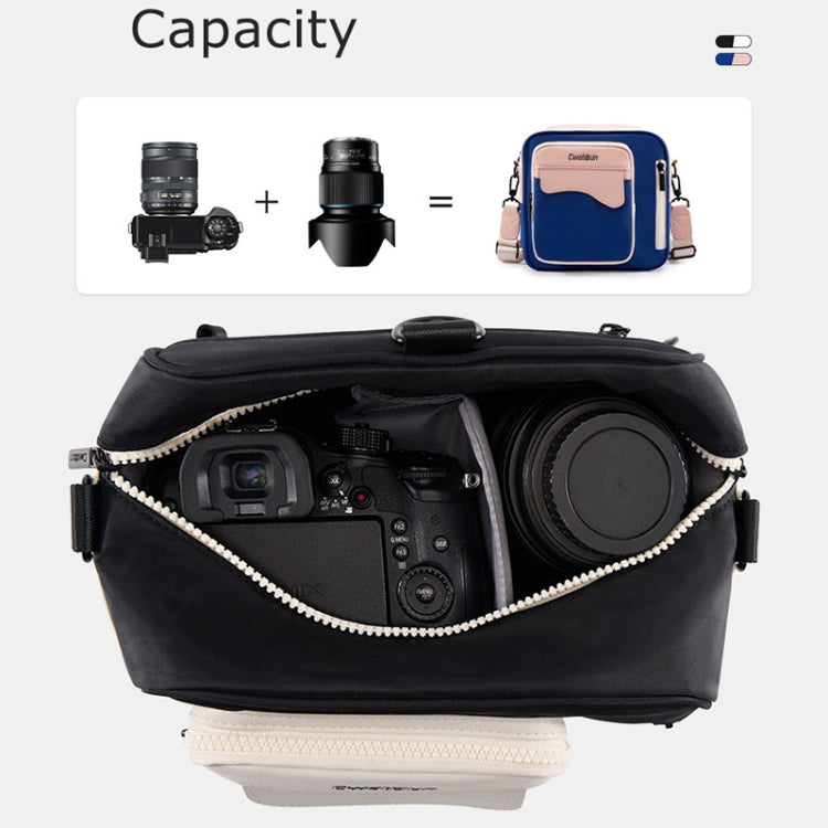 Cwatcun D118 Contrast Two Ways Backpack Cross-body Canera Bag, Size:21 x 21 x 14.5cm(Black) by Cwatcun