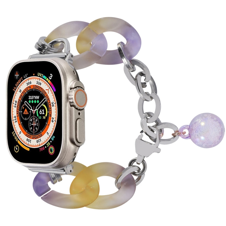 For Apple Watch Ultra 49mm Gradient Resin Chain Watch Band(Purple) by bashfashion