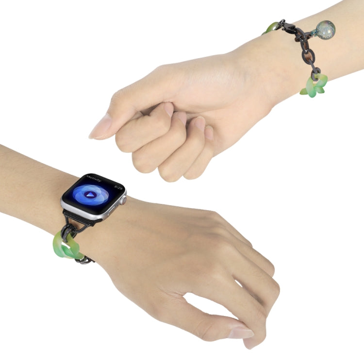 For Apple Watch Series 4 44mm Gradient Resin Chain Watch Band(Green) by bashfashion
