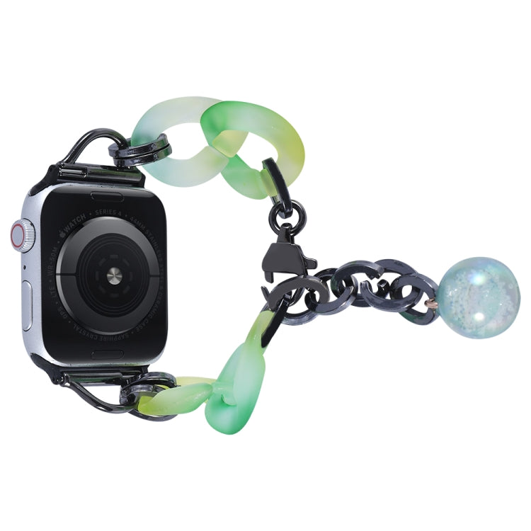 For Apple Watch 42mm Gradient Resin Chain Watch Band(Green) by bashfashion