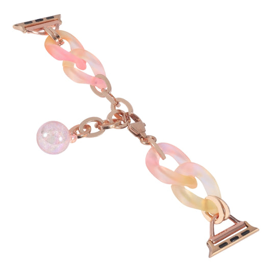 For Apple Watch 38mm Gradient Resin Chain Watch Band(Pink) by bashfashion