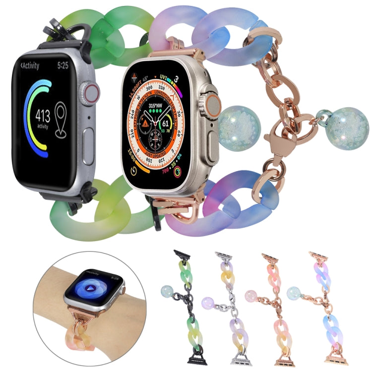 For Apple Watch Series 4 44mm Gradient Resin Chain Watch Band(Green) by bashfashion