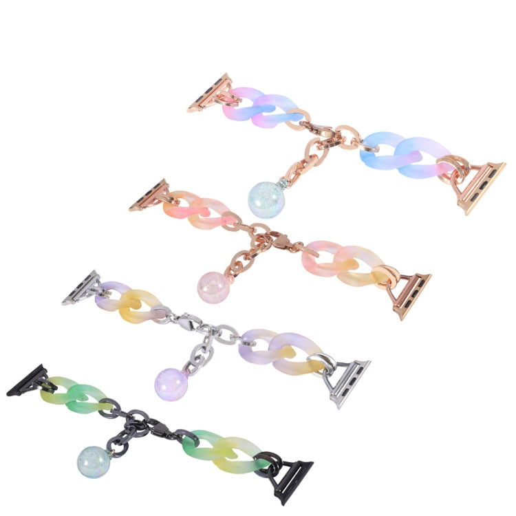 For Apple Watch SE 40mm Gradient Resin Chain Watch Band(Pink) by bashfashion