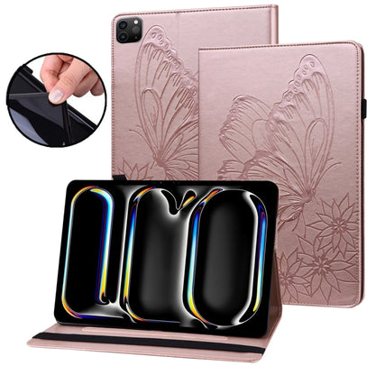 For iPad Pro 11 2025 / 2024 Big Butterfly Embossed Leather Tablet Case(Rose Gold) by bashfashion