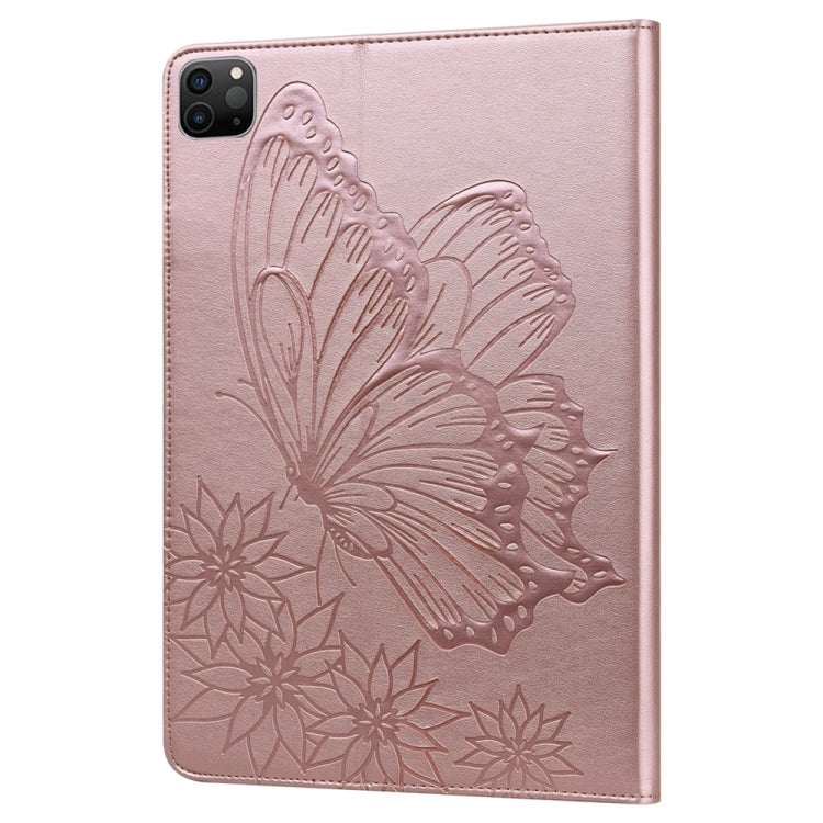 For iPad Pro 11 2025 / 2024 Big Butterfly Embossed Leather Tablet Case(Rose Gold) by bashfashion