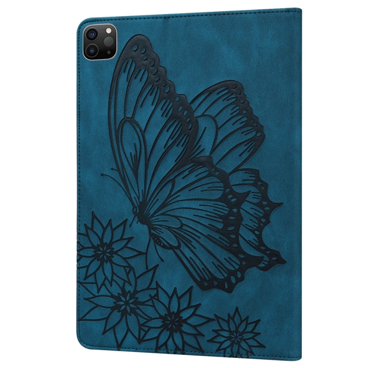 For iPad Pro 13 2025 / 2024 Big Butterfly Embossed Leather Tablet Case(Blue) by bashfashion