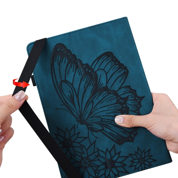 For iPad Pro 13 2025 / 2024 Big Butterfly Embossed Leather Tablet Case(Blue) by bashfashion