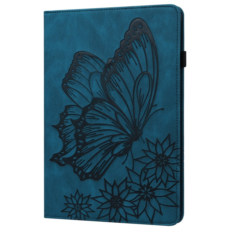 For Samsung Galaxy Tab S9 FE+ / S9+ / S8+ Big Butterfly Embossed Leather Tablet Case(Blue) by bashfashion