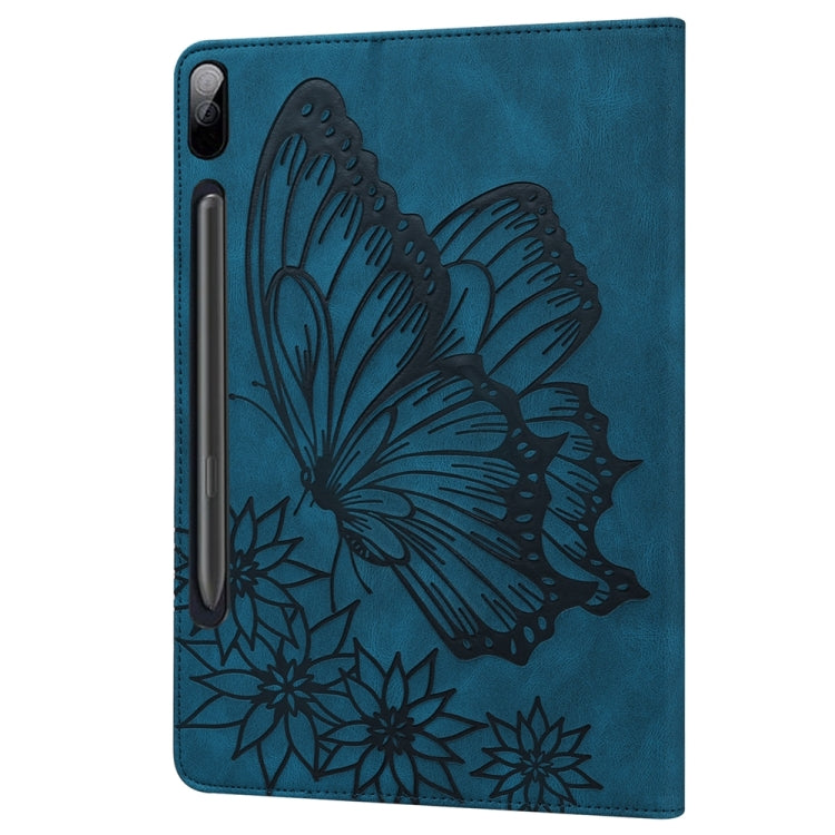 For Samsung Galaxy Tab S9 FE+ / S9+ / S8+ Big Butterfly Embossed Leather Tablet Case(Blue) by bashfashion