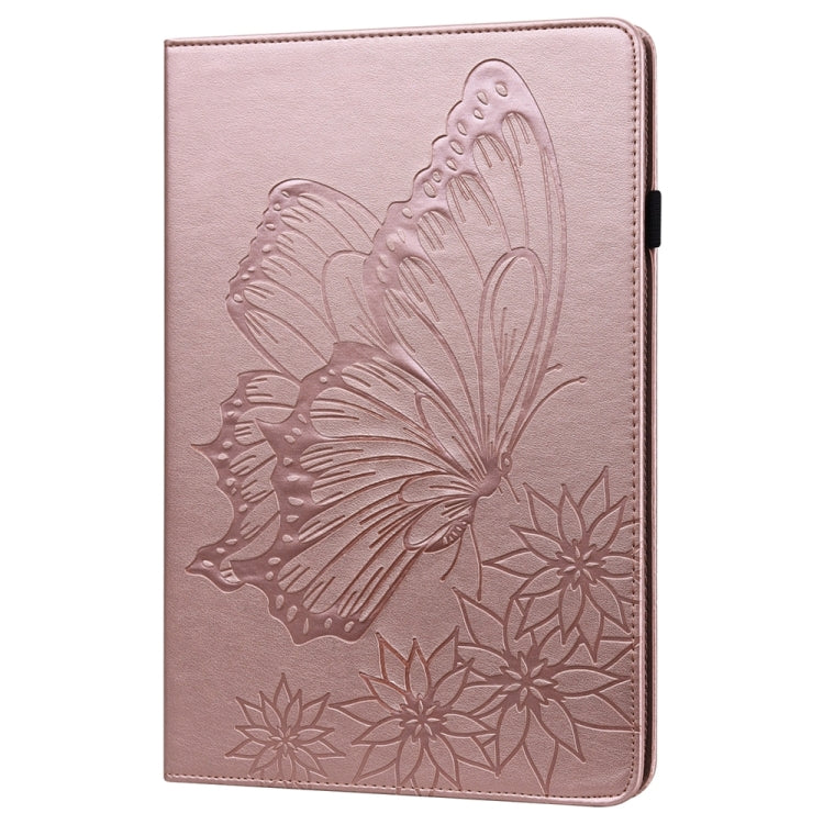 For Samsung Galaxy Tab S9 FE+ / S9+ / S8+ Big Butterfly Embossed Leather Tablet Case(Rose Gold) by bashfashion