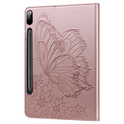 For Samsung Galaxy Tab S9 FE+ / S9+ / S8+ Big Butterfly Embossed Leather Tablet Case(Rose Gold) by bashfashion