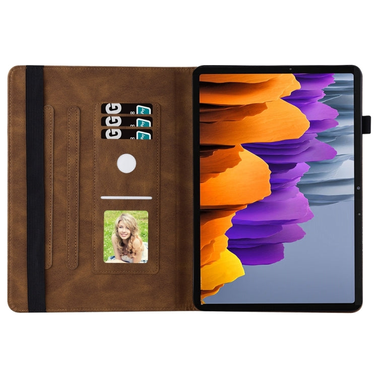 For Samsung Galaxy Tab S9 FE+ / S9+ / S8+ Big Butterfly Embossed Leather Tablet Case(Brown) by bashfashion