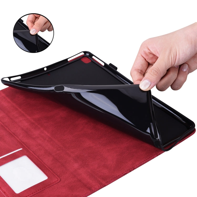 For Samsung Galaxy Tab S9 FE+ / S9+ / S8+ Big Butterfly Embossed Leather Tablet Case(Red) by bashfashion